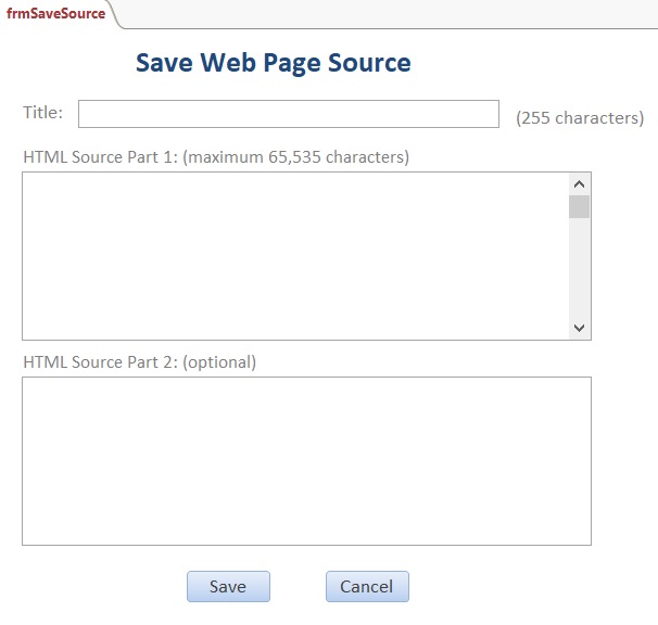 Save a web page source