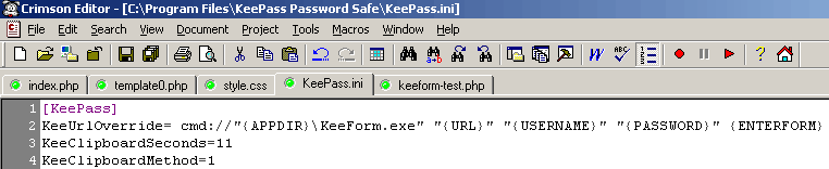 Add command in KeePass.ini