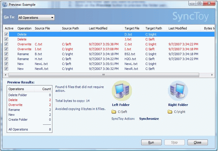 SyncToy User Interface